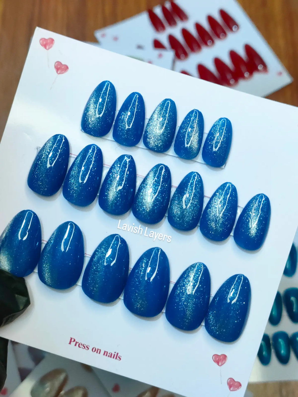 Blue Cateye High Quality Reusable Presson Nails