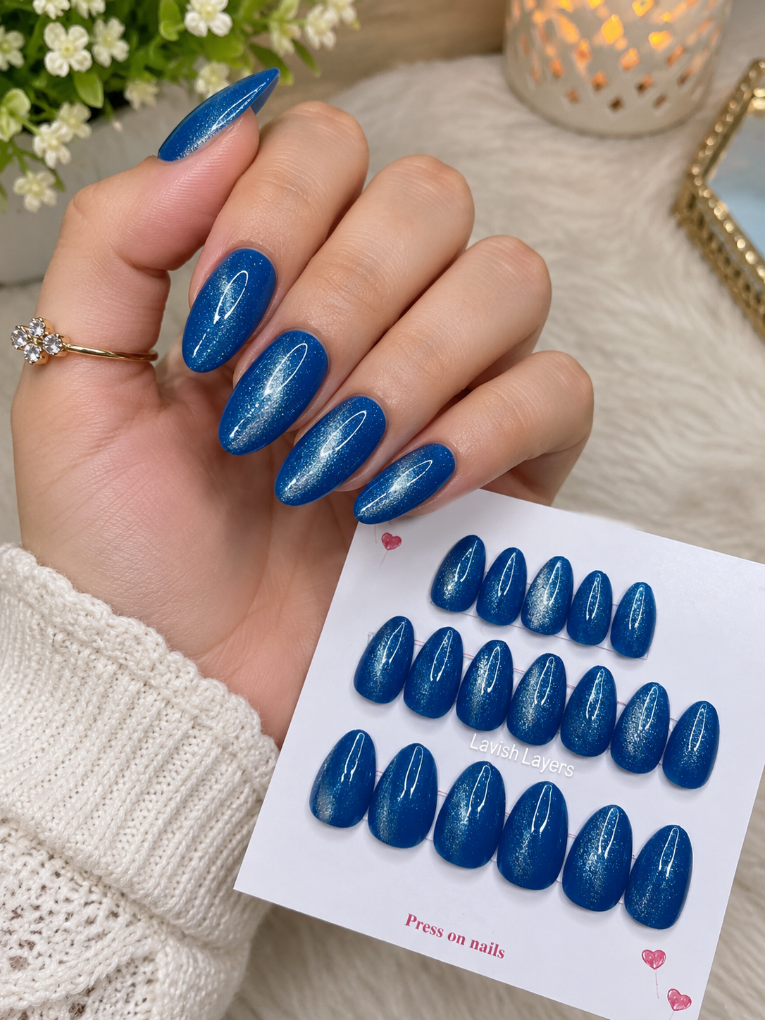 Blue Cateye High Quality Reusable Presson Nails
