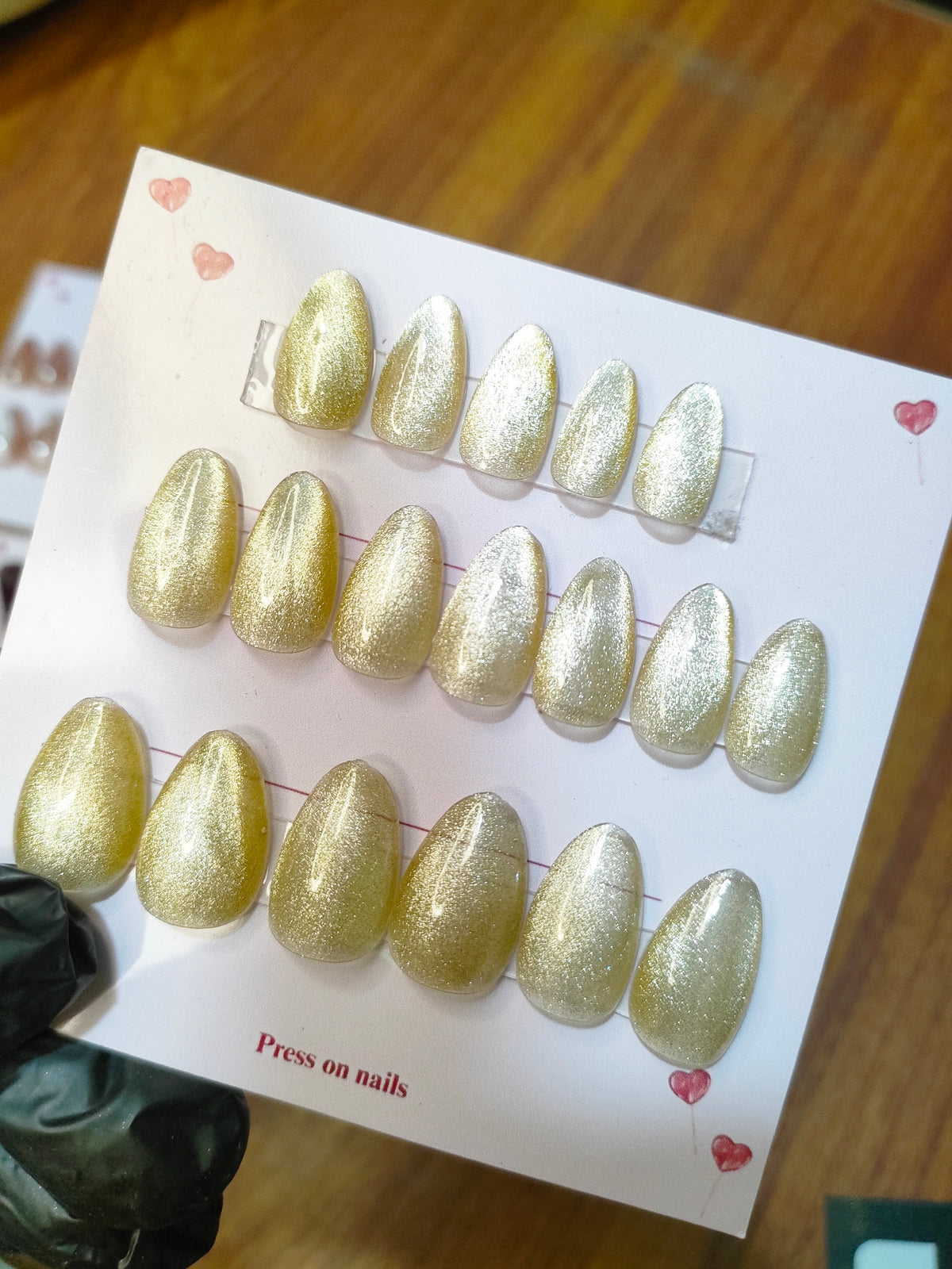 Golden Cateye High Quality and Reusable Presson Nails with Glue,filer,sheet